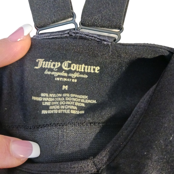 JUICY COUTURE Sports Bra IRRIDESCENT Silver Glow Letters V-Back Straps BLACK M - Picture 14 of 17